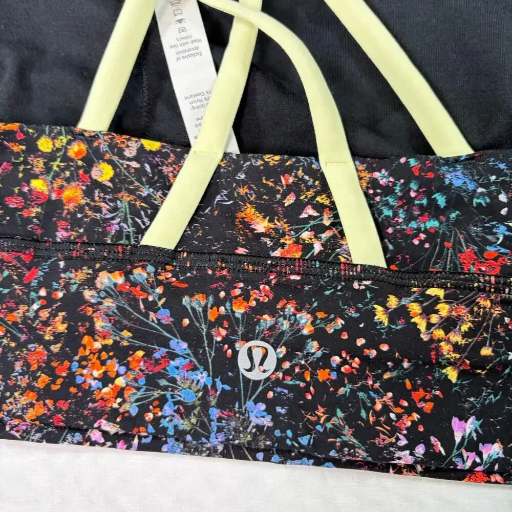 lululemon sports bra crossing straps, racerback, black rainbow speckled Size 10 - Picture 3 of 4